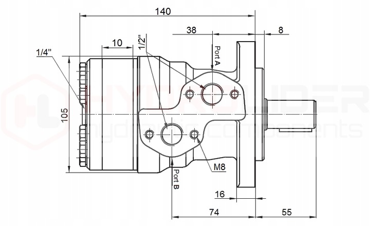 MOTOR HIDRÁULICO BMR50 800OBR 6,4KW 25 REBAK ROZRZUTNIK NAWOZU C330 C360 