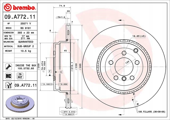 DISC BRAKE LAND ROVER RANGE ROVER III 4.4 D 4X4 10-12 photo 2 - milautoparts-fr.ukrlive.com