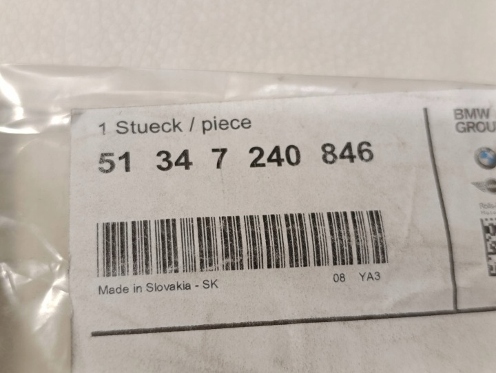 MOULURE RACLOIR JOINT D'ÉTANCHÉITÉ PORTES DROIT ARRIÈRE BMW 1 F20 51347240846