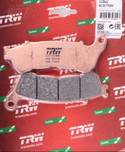 KIT PLAQUETTES FREINS FREINS DISQUE TRW MCB776SV