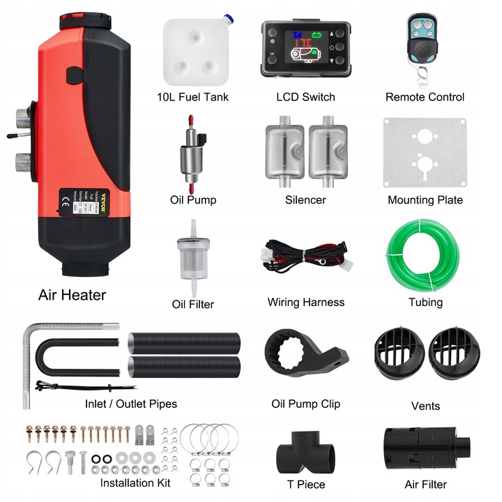 VEVOR CALEFACCIÓN POSTOJOWE CON 2 TLUMIKIEM 12V 3KW 