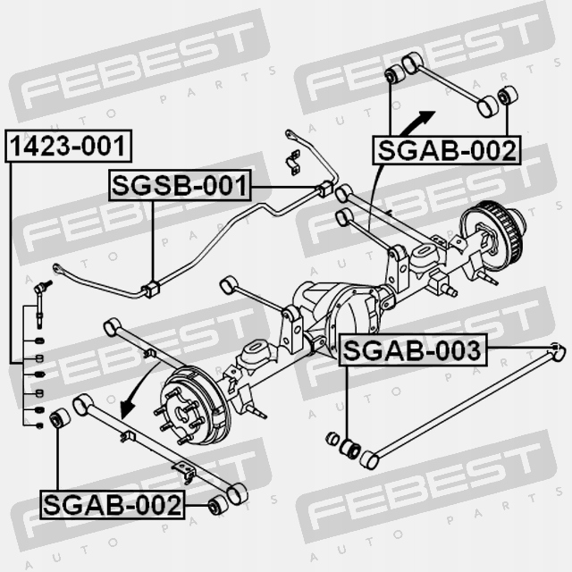 FEBEST SGAB-002 LOZYSKOWANIE, BRAS DE SUSPENSION NIEZBEDNIK CONDUCTEUR V13 PODCZAS KOLIZJI VERS BOÎTE À GANTS OSWIADCZENIE, PORADNIK