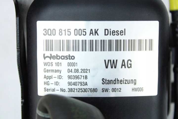 ORIGINE WEBASTO CHAUFFAGE DE STATIONNEMENT VOLKSWAGEN PASSAT B8 3Q0815005AK