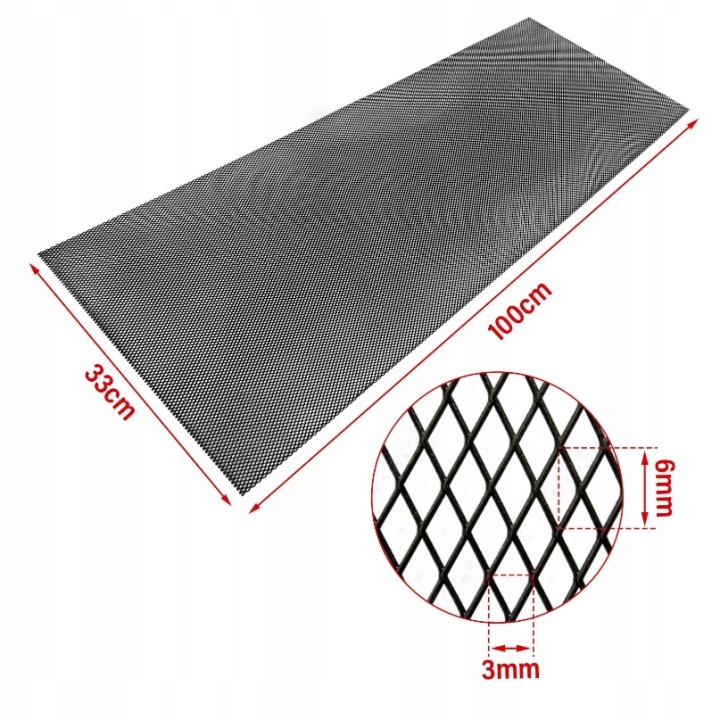GRILLE ALUMINIUM TUNING KAMEI PARE-CHOCS CALANDRE GRILLE 100*33CM NOIR