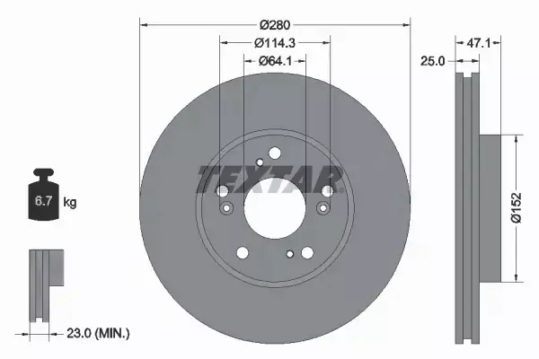 TEXTAR TARCZE+KLOCKI PRZOD+TYL HONDA CIVIC IX 280MM