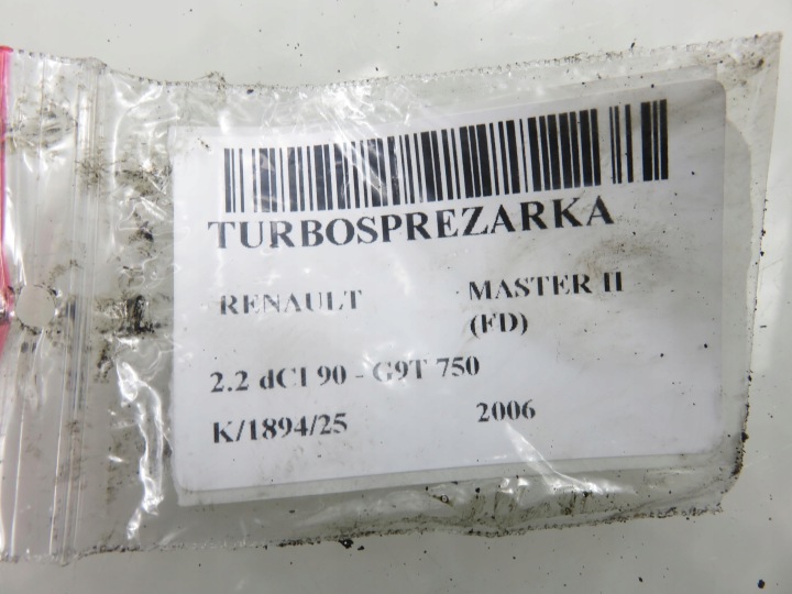 TURBOCOMPRESSEUR RENAULT MASTER II 2.2 DCI 8200100284 H100289 G9T 750