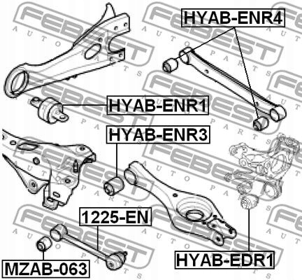 MANCHON BRAS DE SUSPENSION ARRIÈRE HYAB-ENR3 FEBEST HYUNDAI
