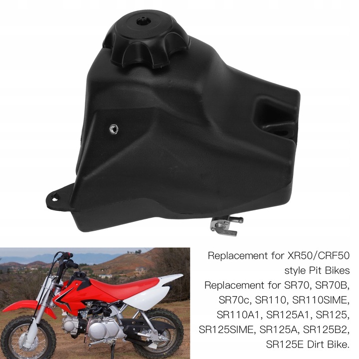 NEGRO DIRT PITBIKE DEPÓSITO COMBUSTIBLES CON BRIDA CIEGA 