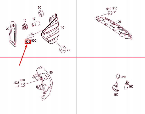 MERCEDES-BENZ ML W164 PODLACZENIE AMPOULES ARRIÈRE FEUX A0135457626