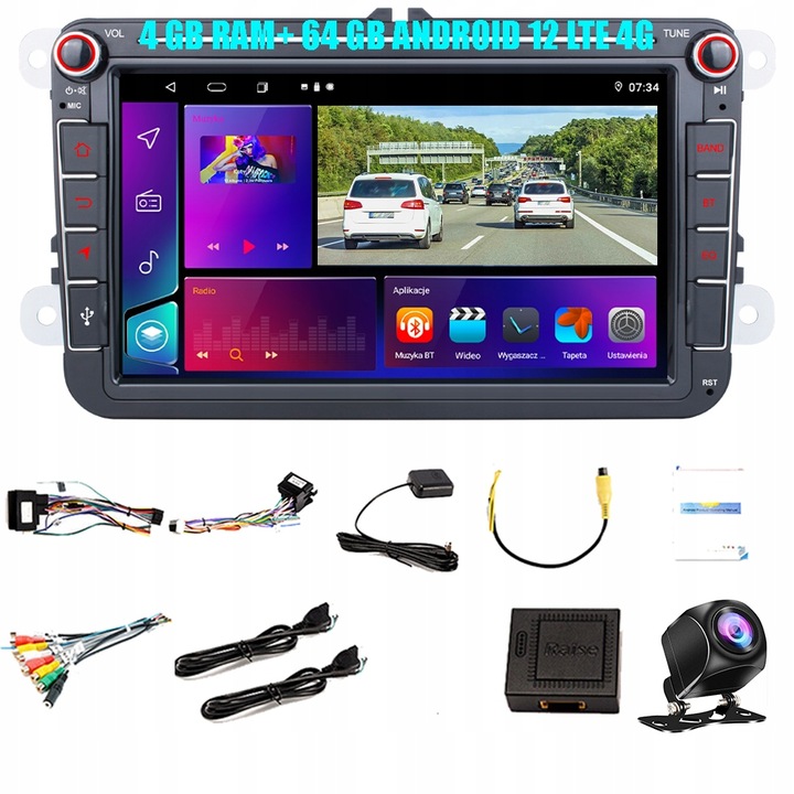 RADIO ANDROID 2DIN 4+64 GAS-GASOLINA LTE 4G VW PASSAT B6 B7 GOLF 5 V 6 VI SKODA SEAT 