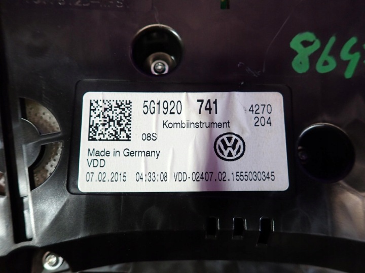 VW GOLF VII 12-17 1.6 TDI 105KM COMPTEUR TABLEAU DE BORD 5G1920741 205802KM