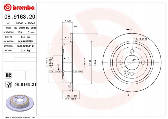 DISCOS ZAPATAS PARTE TRASERA BREMBO MINI MINI DESCAPOTABLE 