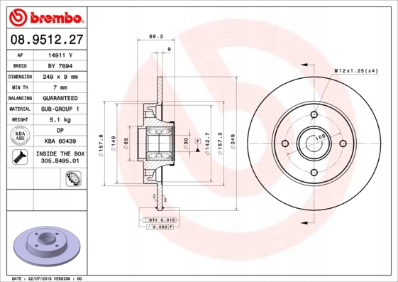 DISCOS ZAPATAS PARTE TRASERA BREMBO PEUGEOT 207 SW 