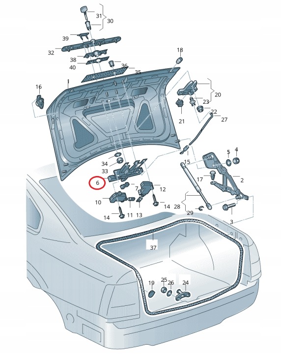 VW PASSAT B5 BERLINE MÉCANISME SERRURE COUVERCLES DE COFFRE COUVERCLES DE COFFRE 3B0827297AB
