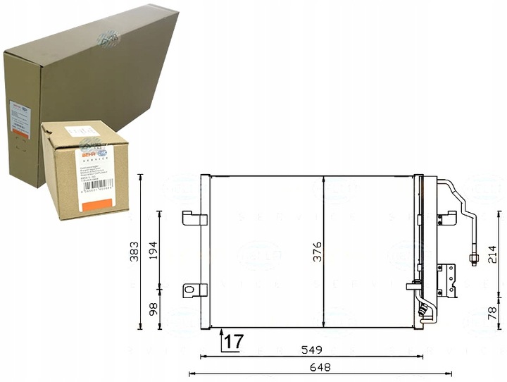 BRH/8FC 351 301-364/ZAPS BEHR HELLA CONDENSADOR DE ACONDICIONADOR MERCEDES W168 A- 