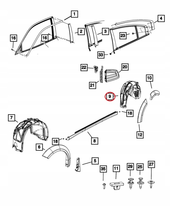 MOPAR PASSAGE DE ROUE ANTICORROSIF DROIT ARRIÈRE DODGE CHARGER WIDEBODY 2020-2023