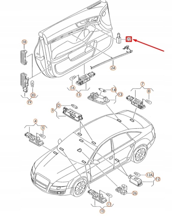 AUDI A4 B7 DIODE ÉLECTRONIQUE POIGNÉES PORTES AVEC ÉTRIER DE FIXATION 4D0919063A