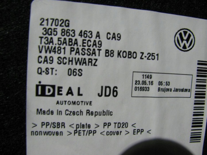 VW PASSAT B6 B8 REVÊTEMENT COUVERCLES DE COFFRE