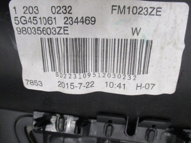 PEUGEOT 508 I LIFT COLLECTEUR GARNITURE PORTES GAUCHES ARRIÈRE 98035603ZE