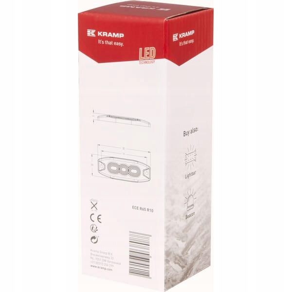PHARE AVERTISSEMENT LED PROSTOKATNA, 10/30V BLANCHE 82X30X9 MM 3 LED KRAMP GAUCHE