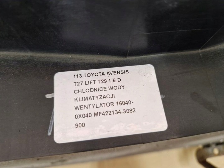TOYOTA AVENSIS T27 LIFT T29 1.6 D RADIATEURS EAU VENTILATEUR 16040-0X040