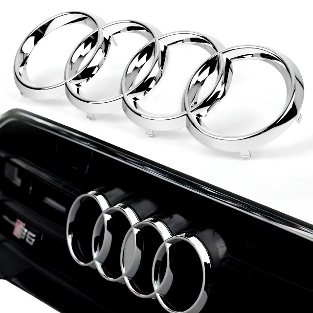 EMBLEMA INSIGNIA AL PARTE DELANTERA AUDI A3 / A4 / B7 / B8 / A5 PLATEADO LUSTRE 273 MM 