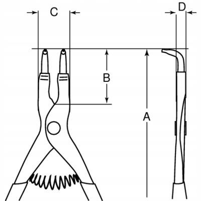 PINCES VERS PIERSCIENI ZEWNETRZNYCH, ODGIETE À 90°, 19-60 MM BAHCO