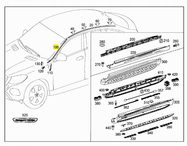 MOULURE PARE-BRISE DROITE MERCEDES-BENZ GLE OE 2926900262 A2926900262