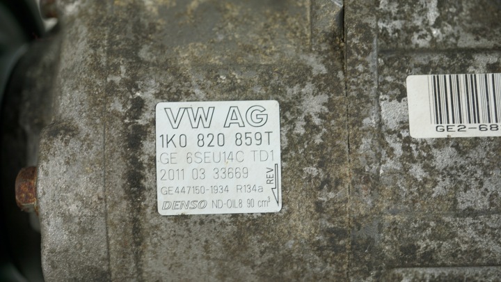 COMPRESSEUR COMPRESSEUR DE CLIMATISATION VW GOLF 6 VI AUDI SEAT 1.4 TSI 1K0820859T