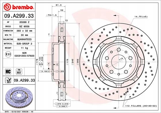 DISCO DE FRENADO BREMBO 09.A299.33 