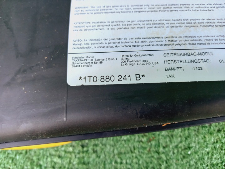 VW TOURAN I 03-06 AIRBAG COUSSIN SÉCURITÉ SIÈGES DANS SIÈGE DROITE GAUCHE