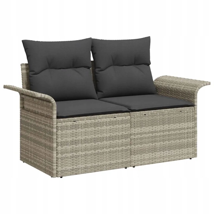 KIT SOF OGRODOWYCH AVEC COUSSIN 9 PCS GRIS POLY RATTAN JASNOSZARY 33541