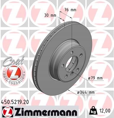 2 PCS. DISC BRAKE FRONT 450.5219.20 ZIMMERMANN photo 2 - milautoparts-fr.ukrlive.com