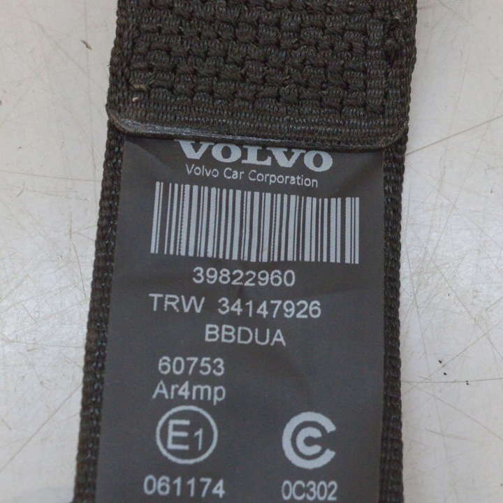 VOLVO S60 2014 CEINTURE DE SÉCURITÉ SIÈGES ARRIÈRE CENTRAL