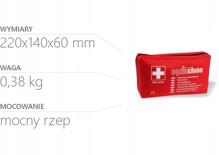 BOTIQUÍN DE AUTOMÓVIL PRIMER AUXILIOS DIN1364 OGNIOCHRON MOCOWAAL AL RZEP 