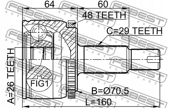 JOINT EXTÉRIEUR 26X70.5X29 FEBEST 2910-DIVF