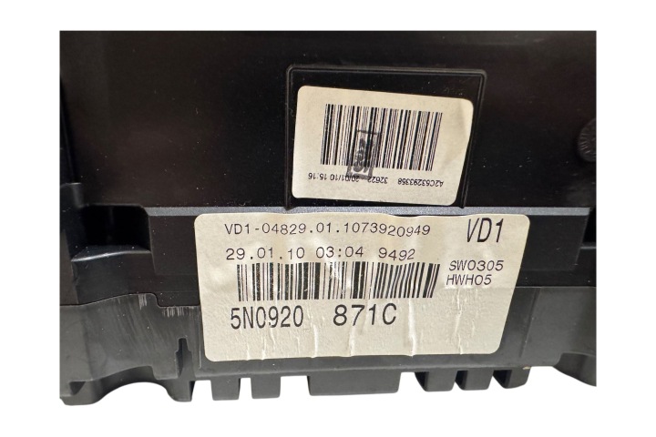 COMPTEUR VOLKSWAGEN TIGUAN 2009 GAUCHE CÔTÉ 5N0920871C