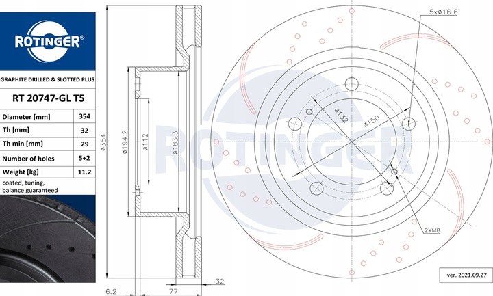 DISCOS ROTINGER TOYOTA TUNDRA PICK UP 354MM 