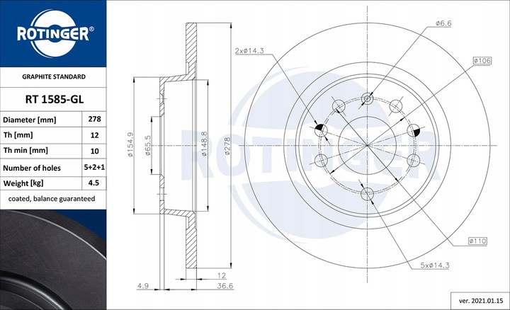 DISCO DE FRENADO PARTE TRASERA PARTE TRASERA 278MM FIAT CROMA OPEL VECTRA C SIGNUM SAAB 9-3 