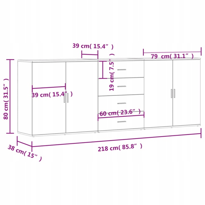 SZAFKI, 3 PCS BLANC MATÉRIAU DREWNOPOCHODNY