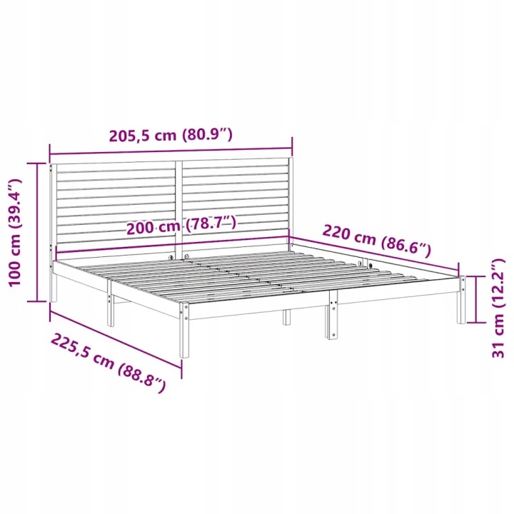 VIDAXL DLUZSZE PALIER SANS MATERACA, BLANC 200X220 CM, LITE BOIS