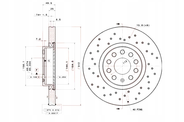 BREMBO DISCOS DE FRENADO 2SZT. NAWIERCANE PARTE DELANTERA AUDI A1 A3 Q2 Q3 TT 