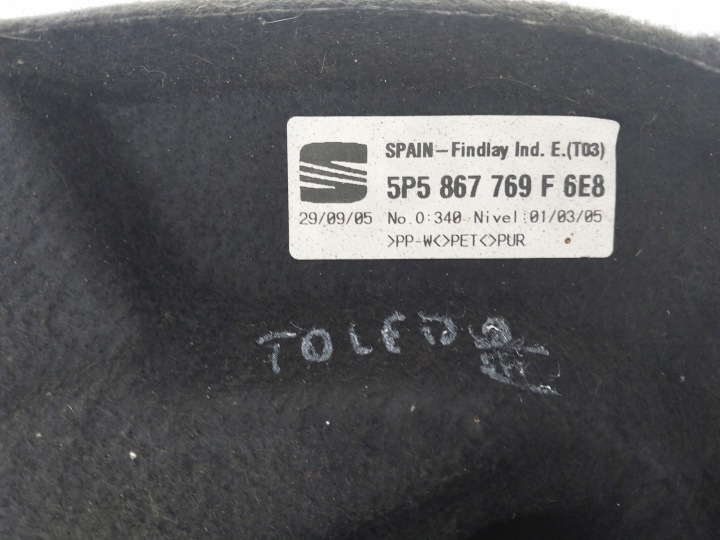 ÉTAGÈRE COUVERCLES DE COFFRE 5P5867134A 5P5867769F SEAT TOLEDO III