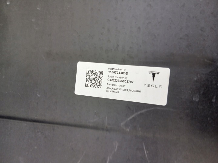 TESLA MODÈLE 3 2017- PARE-CHOCS ARRIÈRE ARRIÈRE 1530724-02-D