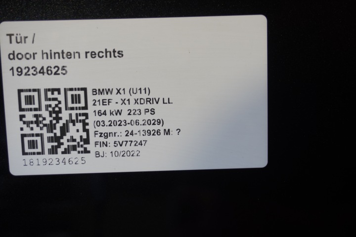 PORTES DROIT ARRIÈRE BMW X1 U11 475