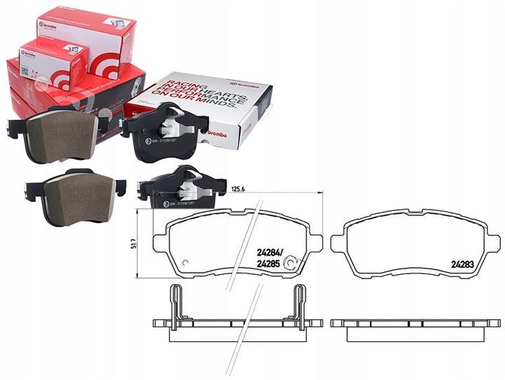 ZAPATAS DE FRENADO MAZDA 2 07- PARTE DELANTERA BREMBO 