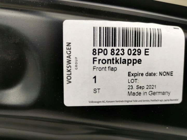 CAPOT COUVERCLE MOTEUR AUDI A3 8P0823029E NEUF ORIGINAL