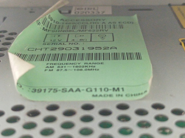 RADIO 39175SAAG110M1 HONDA JAZZ II (2002-2008)