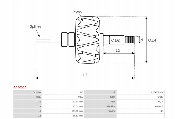 ROTOR ALTERNADOR BRAND NUEVO ALTER AS-PL 