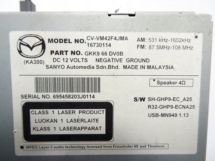 RADIO CD NAVIGATION MAZDA 6 GJ 12-18R.,